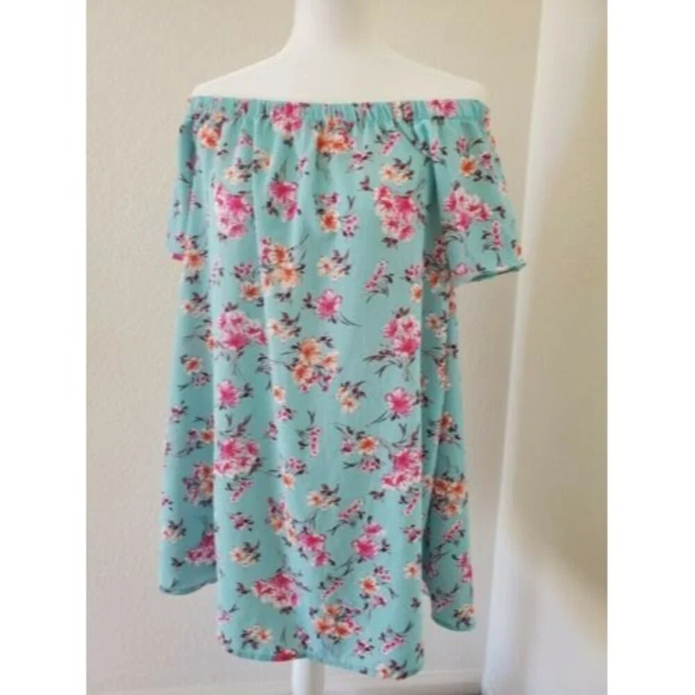 No Comment Dress Women Small Blue White Floral Shift Loose Beachy Summer Cover